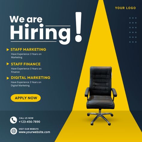 Hiring Posters Creative, Digital Marketing Hiring Poster, Job Hiring Poster Creative Template, We Are Hiring Instagram Post, Job Posting Template, Job Ads Design, Hiring Template Design, Social Media Posters Design, Job Poster Design Ideas