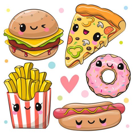 Arte Doodle, Cute Easy Doodles, Food Cartoon, Posca Art, Images Kawaii, Cute Food Drawings, Doodle Coloring, Cute Kawaii Drawings, Arte Sketchbook