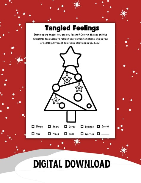 Kids Feelings Coloring Christmas Worksheet, Therapy Tool, Printable, Teaching Emotions, Mental Wellness Tool, Social Work, Christmas Class https://etsy.me/3fj0Lox #christmas #counsellingtool #therapyworksheet #socialworktools #feelingsworksheet #emotiontherapytool #sch Christmas Therapy Activities Kids Mental Health, Holiday Therapy Activities, Christmas Therapy Activities Kids, Christmas Activities For School, Christmas Therapy, Christmas Worksheet, Counselling Tools, Teaching Emotions, Coping Skills Activities