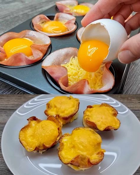 Ham And Egg Muffin Cups, Breakfast Egg Muffin, Ham Egg Cups, Baked Chicken And Mushrooms, Egg Muffin Cups, Crispy Bread, Ham Breakfast, Egg Cups Breakfast, Egg Muffin