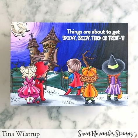 Spooky, creepy, trick or treat-y! - Sweet November Stamps Sweet November Stamps, Sweet November, I Love Halloween, Anniversary Art, Super Hero Outfits, Concord And 9th, Love Halloween, Faux Stained Glass, Copic Coloring