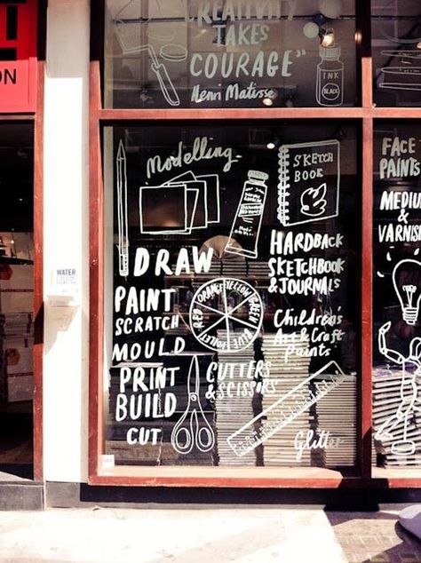 25 Cool And Creative Store's Window Display Ideas | Home Design And Interior Display Visual Merchandising, Vitrine Design, Bar Deco, Window Signage, Retail Signage, Store Window Displays, Window Graphics, Store Windows, Shop Fronts