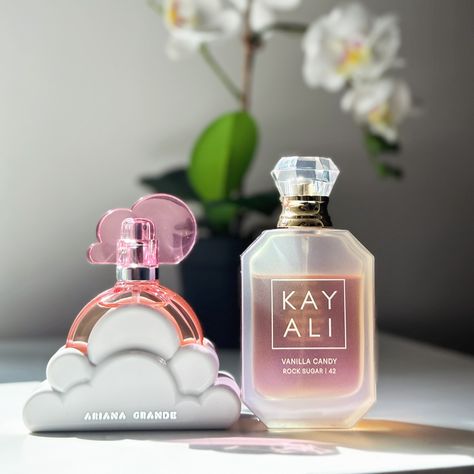 For my #scentoftheday, I went for a fun layering combo with Vanilla Candy Rock Sugar as my base and topped it off with very generous sprays of Cloud Pink 😍😍. Try these together and thank me later 😏 What are you wearing today? 🏷️ . . . . . #gourmandlayeringcombo#perfumelayering#fragrancelayering#arianagrande#cloudpink#kayali#vanillacandyrocksugar#scentgasm#perfumecollection#perfumecollector Pink Try, Luxury Perfume Packaging, Kayali Vanilla, Candy Perfume, Seductive Perfume, Rock Sugar, Cloud Pink, Pretty Perfume Bottles, Perfume Packaging