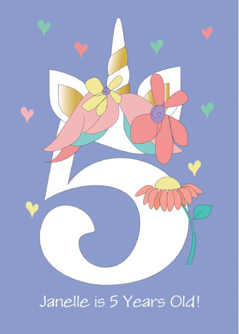 Five Year Old Unicorn Number Five with Golden Horn and Custom Name card #Ad , #AD, #card, #Custom, #Horn Old Birthday Cards, Golden Horn, Number Five, Number Three, Birthday Card Template, Unicorn Horn, Unicorn Birthday, Card Card, Name Cards