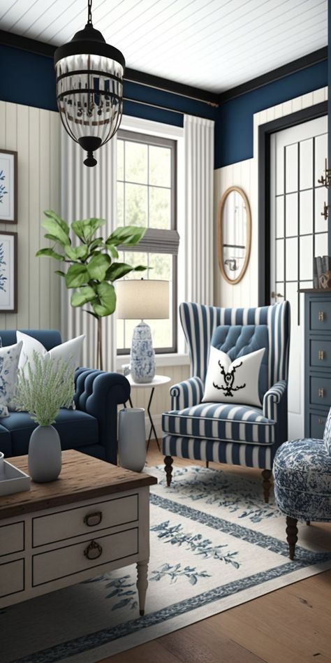 Teal Foyer Entryway, Playroom Bloxburg, Room Hypebeast, Blue And White Farmhouse, Tattoo Front, Paint Deck, Rug Tattoo, Cozy Home Interior, Blue And White Living Room