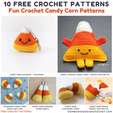 Looking for cute Halloween decor? Check out these free crochet candy corn patterns! Perfect for spooky season crafting. 🧶🎃🍬 #CrochetAddict #HalloweenCrafts #FreeCrochetPatterns Crochet Candy Corn Pattern Free, Candy Corn Crochet Pattern, Crochet Candy Corn, Crochet Projects To Sell, Cute Halloween Decor, Crochet Candy, Candy Corn Earrings, Cute Halloween Decorations, Fall Crochet Patterns