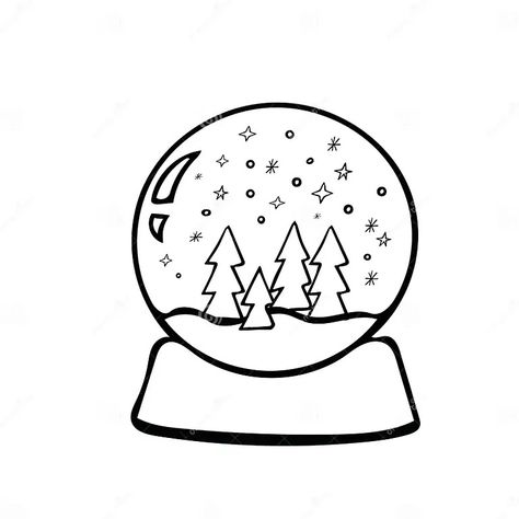 Snoball Hand Drawn in Scandinavian Doodle Style. Glass Ball with Christmas Trees, Snow, Stars Stock Illustration - Illustration of tree, design: 193983441 Scandinavian Doodles, Snow Doodles, Christmas Doodles Easy, Christmas Tree Doodles, Keyword Design, Stars Illustration, Tree Doodle, Doodle Style, Watercolor Ideas