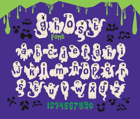 Ghost Font, Spooky Ghost, Bubble Letters, Hand Lettering, Vector Art, Vector Free, Ghost, Bubbles, Calligraphy