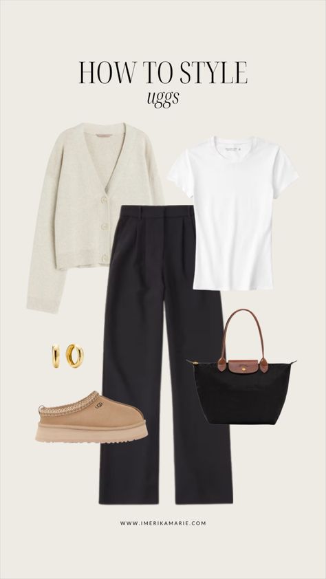 Casual Comfy Work Outfit, Samba Style, Style Uggs, How To Style Uggs, Erika Marie, Easy Outfit Ideas, Teacher Fits, Casual Chic Outfits, Uni Outfits