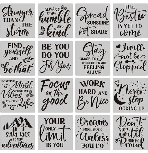 $10.98 #art #stencils #tools #motivational Welcome Calligraphy, Diy Pallet Wall Art, Quote Stencils, Word Stencils, Inspirational Short Stories, Stencils For Wood Signs, Doodle Fonts, Vinyl Quotes, Silhouette Clip Art