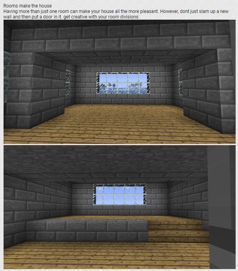 From Minecraft House Improvement by TotallyNotMe on PlanetMinecraft. Minecraft Smelting House, Minecraft Wall Designs Inside, Minecraft Inside Houses Ideas, Minecraft Stone House, Minecraft Fireplace Ideas, Minecraft House Blueprints, Minecraft Fireplace, Minecraft Staircase, Minecraft Wall Designs