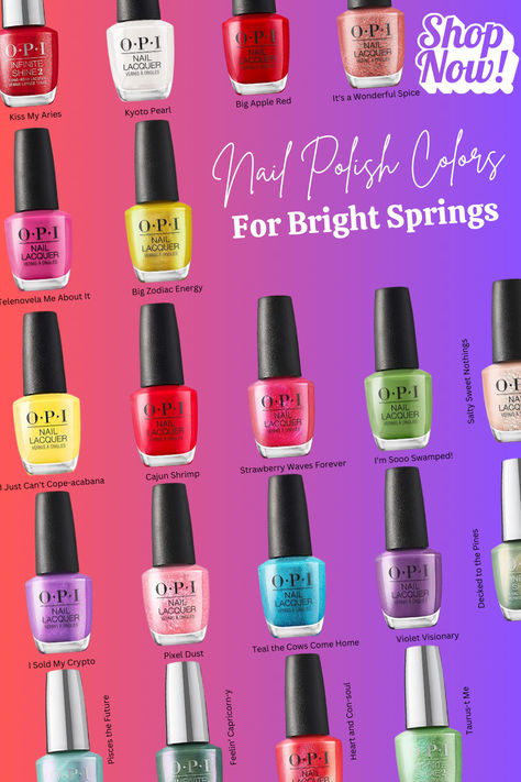 Discover Your Perfect Nail Polish Shades for Every Seasonal Color Palette! Paintbox Spring Color Palette, Bright Spring Color Palette Nail Polish, True Spring Nail Colors, Bright Spring Nail Colors, Bright Spring Color Palette, Color Palette Fashion, Seasonal Color Palette, Spring Skin, Nail Polish Shades