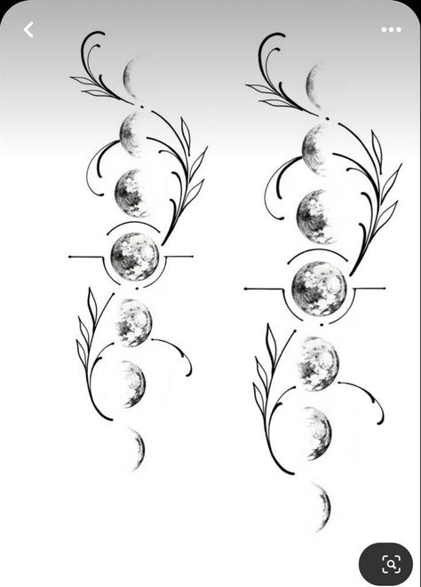 Moon Phases Tattoo With Flowers, Lunar Tattoos For Women, Red Moon Phases Tattoo, Moon Phase With Flowers Tattoo, Moon Phases Tattoo Stencil, Moon Phases Tattoo Designs For Women, Moon Phases Tattoo Thigh, Pagan Moon Tattoo, Magical Moon Tattoo