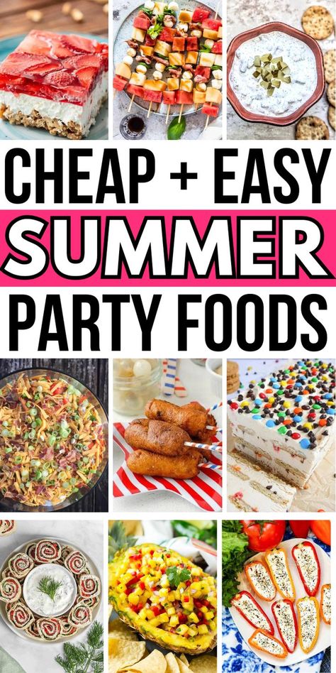 backyard bbq menu ideas Food Ideas For Entertaining, Summer Foods For Party, Bulk Party Food, Cookout Food Ideas Backyard Parties, Summer Buffet Food Ideas, Summer Birthday Food, Dish To Pass Ideas Summer, Summer Birthday Party Food, Summer Barbeque Party Food