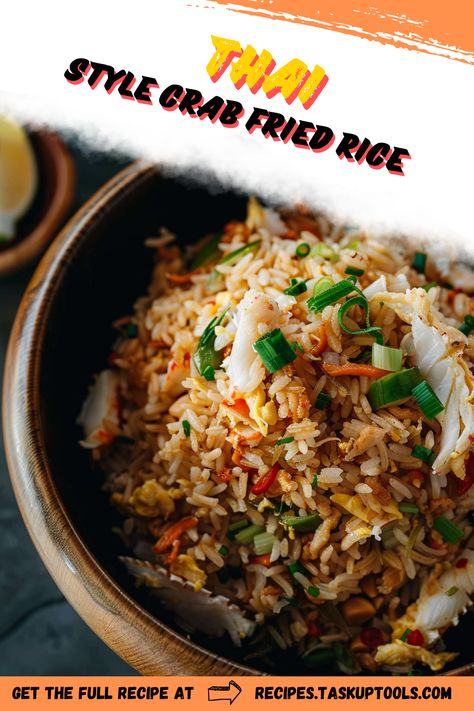 Discover the authentic flavors of Thailand with this delicious Thai Style Crab Fried Rice recipe. Bursting with fresh crab meat, fragrant jasmine rice, and a medley of colorful vegetables, this dish is a perfect balance of sweet, savory, and spicy. Ideal for a quick weeknight dinner or impressing guests at your next gathering, this fried rice will transport your taste buds to the streets of Bangkok. Read on for cooking tips and variations that will make this dish a family favorite. Pin this recipe for a Crab Fried Rice Recipe Thai, Thai Fried Rice Recipe Authentic, Crab Rice Recipe, Thai Crab Fried Rice, Thai Fried Rice Recipe, Crab Fried Rice Recipe, Crab Fried Rice, Crab Rice, Jasmine Rice Recipes