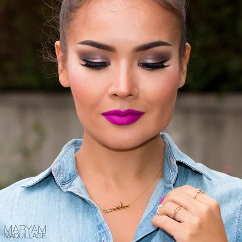 Magenta Lipstick Looks, Fuscia Lips Makeup, Magenta Lips Makeup Look, Magenta Lipstick, Magenta Lip, Fuchsia Lipstick, Lipstick Jungle, Hot Pink Lips, Formal Makeup