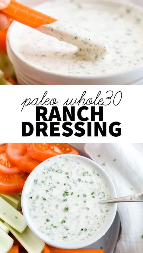 Whole30 Ranch, Paleo Ranch Dressing, Paleo Ranch, Healthy Ranch Dressing, Salad Diet, Ranch Dressing Recipe, Ranch Recipe, Paleo Lifestyle, Paleo Whole 30