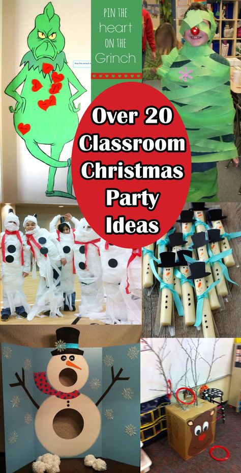 over-20-classroom-christmas-party-ideas Classroom Christmas Party Ideas, Christmas Party Ideas For Kids, Kindergarten Christmas Party, Classroom Holiday Party, Classroom Christmas Party, Juleverksted For Barn, School Holiday Party, Christmas Party Crafts, School Christmas Party