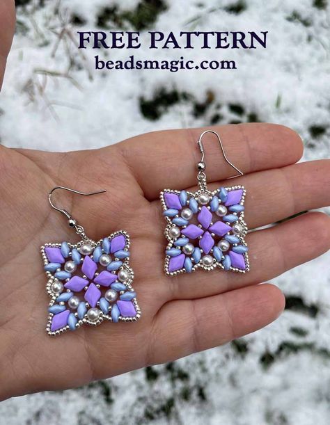 Super Duo Beads Patterns Free, Superduo Bracelet Tutorial, Bead Patterns Free, Diy Earrings Materials, Seed Bead Patterns Free, Beads Magic, Seed Bead Bracelet Patterns, Super Duo Beads, Bead Tutorials