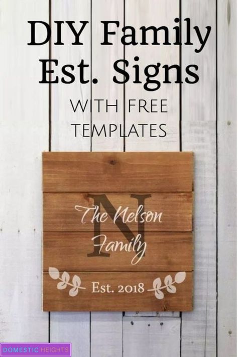 diy family establish sign, farmhouse decor, rustic family signs, free printable Diy Family Name Signs, Family Established Sign Diy, Established Signs Diy, Monogram Printable, Family Plaque, Established Family Signs, Family Wood Signs, Diy Entryway, Established Sign