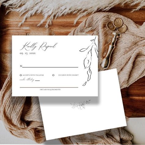 Modern Minimalist Black/White Calligraphy Wedding RSVP Card Calligraphy Simple, Modern Wedding Theme, Minimalist Details, Weddings Elegant, Minimal Boho, Modern Minimalist Wedding, Wedding Rsvp Card, Calligraphy Wedding, Calligraphy Script