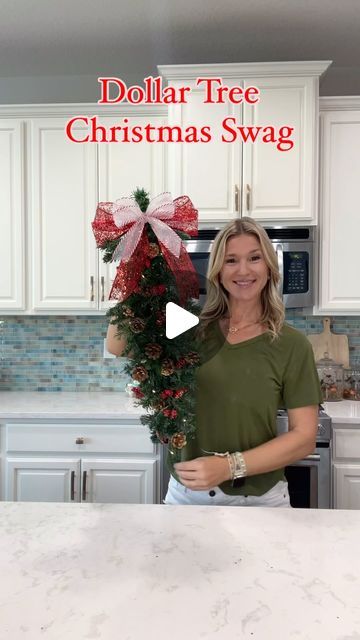 Laura Jeanne on Instagram: "@dollartree is starting to put their Christmas items out.  These trees go fast, so I wanted to share a popular DIy using them. 
Everything you see in this video is from Dollar Tree. 🎄
#christmas #dollartree #diy #christmastree #christmasdecor #foryou #fyp #foryoupage" Solar Light Christmas Ideas, Shepherd Hook Christmas Ideas, Dollar Tree Christmas Porch Decor, Dollar Tree Christmas Tree Wreath, Dollar Tree Christmas Outdoor Decor, Dollartree Diy Christmas, Dollar Tree Wreath Ideas Christmas Decor, Dollar Tree Christmas Swags Diy, Christmas Swags Ideas Diy