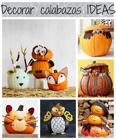 Decorar calabazas, 6 ideas simpáticas Easy Diy Thanksgiving, Halloween Pumpkin Diy, Halloween Fireplace, Creativity Ideas, Halloween Tutorial, Carte Halloween, Tutorial Ideas, Natural Decor, Pumpkin Halloween Decorations