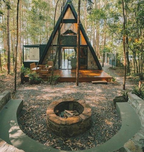 Small A Frame Cabin, A-frame Interior, Log Cabin Exterior, A Frame Cabin Plans, Glass Cabin, A Frame Cabins, Cabin Aesthetic, A Frame House Plans, Frame Cabin