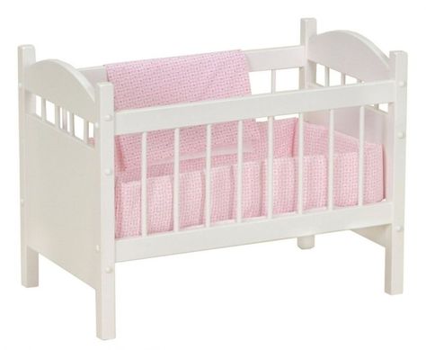 Handmade Crib for Baby Dolls in white painted finish Wooden Doll Crib, Wooden Toddler Bed, Baby Doll Furniture, Handmade Crib, Bedding White, Baby Doll Bed, Wooden Cribs, Doll Cradle, Doll Crib