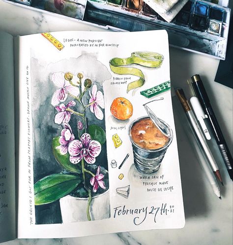 Recent page in my sketch journal #drawyourday @sdionbaker Voyage Sketchbook, Travel Art Journal, Watercolor Art Journal, Travel Sketchbook, Sketch Journal, Watercolor Journal, Artist Sketchbook, Sketchbook Art Journal, Design And Illustration