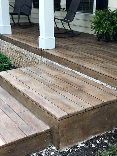 Concrete Wood Porch- Tailored Concrete Coatings- Purcellvi… | Flickr Wood Stamped Concrete, Concrete Front Porch, Painting Front Porch Concrete, Front Porch Concrete, Concrete Patio Makeover, Painting Front Porch, Wood Porch, Front Porch Makeover, Decoration Beton