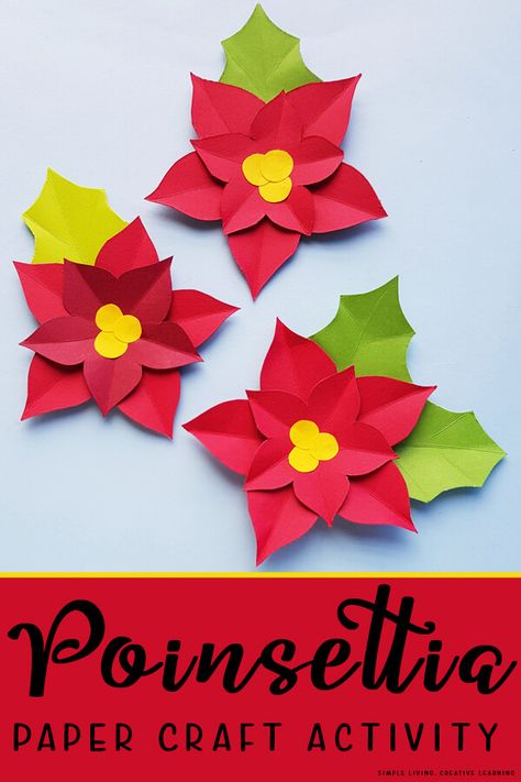 Christmas Study, Flower Crafts Kids, Christmas Photo Album, Pencil Crafts, Poinsettia Cards, Study Ideas, Crafts For Seniors, Wall Hanging Crafts, Poinsettia Flower