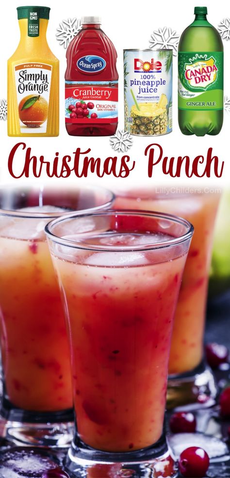 Alcoholic Christmas Punch, Non Alcoholic Christmas Punch, Christmas Morning Punch, Punch Christmas, Christmas Drinks Recipes, Christmas Punch Recipes, Christmas Punch, Punch Recipe, Christmas Brunch