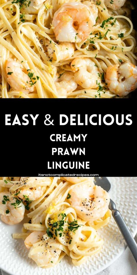 Prawn Linguini Recipe, Creamy Prawn Pasta Recipe, Prawn Linguine Recipe, Creamy Prawn Linguine, Creamy Garlic Prawn Pasta, Creamy Prawn Pasta, Garlic Prawn Pasta, Prawn Sauce, Creamy Garlic Prawns