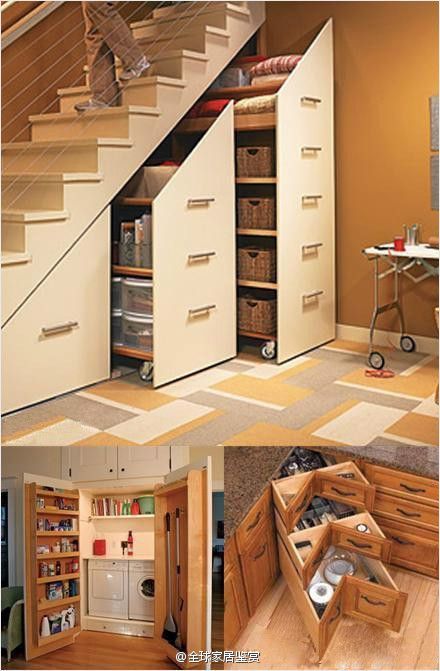 I've seen this before on a home improvement show, and think it is a great way to save and use space. تحت الدرج, Stair Makeover, Home Improvement Show, Staircase Storage, Diy Staircase, Stairs Makeover, Under The Stairs, Staircase Decor, Hemma Diy