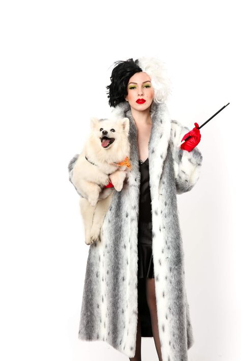 Halloween Costume Idea: Cruella de Vil | Keiko Lynn Diy Cruella Deville Costume, What To Be For Halloween, Cruella Deville Costume, Black And White Wig, Keiko Lynn, Diy Couples Costumes, Costumes For Couples, White Wig, Diy Halloween Costumes For Women