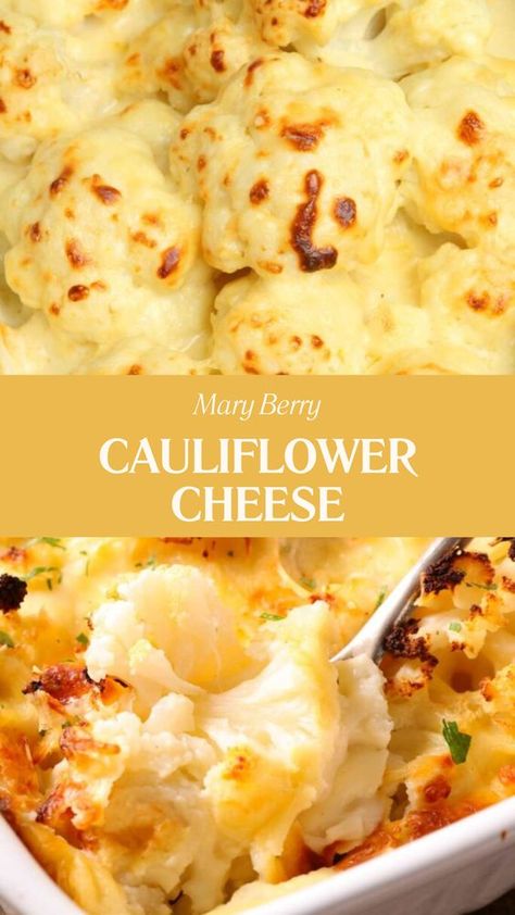 This Mary Berry Cauliflower Cheese is prepared using cauliflower, milk, flour, butter, and strong cheddar. This classic Cauliflower Cheese recipe is a perfect side dish that takes about 45 minutes to prepare and can serve up to 4 people. Best Cauliflower Cheese Recipe, Cauliflower Cheese Recipes, Cauliflower And Cheese Recipes, Mary Berry Recipes Dinners, Cauliflower Butter, Mary Berry Recipes Baking, Mary Berry Recipes, Best Cauliflower Recipes, Cauliflower Cheese Recipe