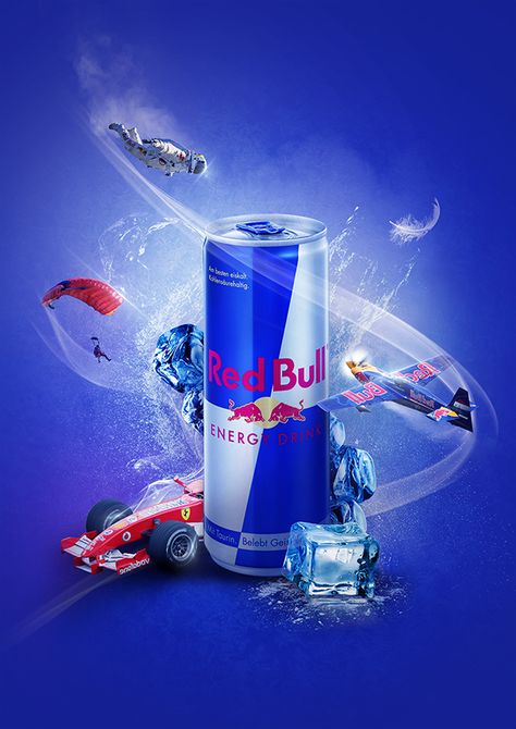 Red Bull key visual on Behance Euphoria Colors, Drink Ads, Red Bull Drinks, Visual Advertising, Project Red, Commercial Advertisement, 광고 디자인, Bull Logo, Key Visual