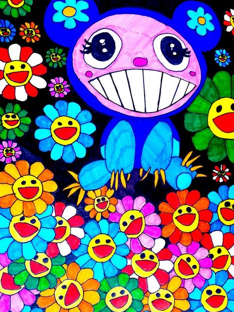 Patterns inspired by Takashi Murakami Murakami Art, Takashi Murakami Art, Murakami Flower, Wallpaper Iphone Neon, Baby Painting, Sketchbook Drawings, Takashi Murakami, Middle School Art, Paint Art