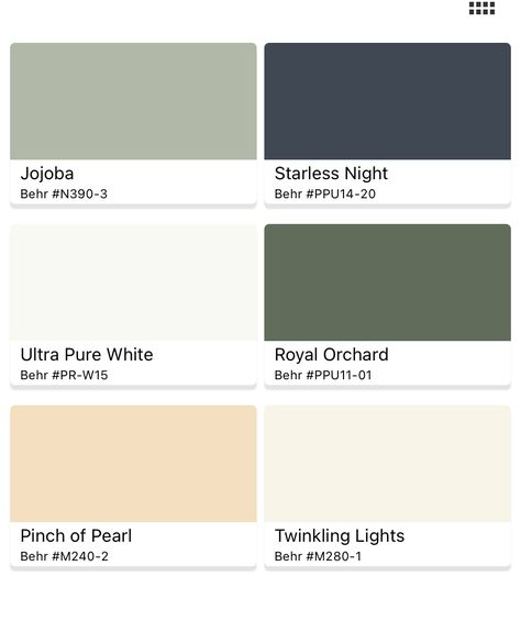 Starless Night Behr Paint Bedroom, Behr Royal Orchard Paint, Behr Jojoba Paint Palette, Starless Night Behr Paint Color Palettes, Jojoba Behr Paint, Royal Orchard Behr Paint, Starless Night Behr Paint, Behr Jojoba Paint, Behr Jojoba