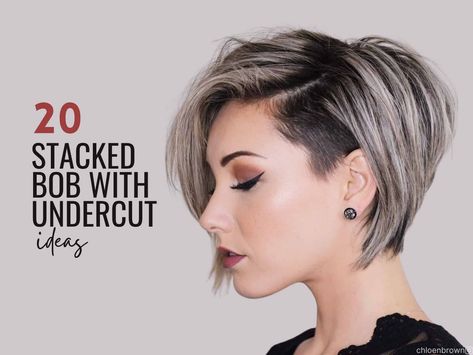 25 Stacked Bob With Undercut Ideas To Try If You Need A Change Short Bob Hairstyles With Shaved Side, Shaved Side Bob Hairstyles, Short Stacked Angled Bob Hairstyles, Short Bob With Side Shave, Asymmetrical Bob With Shaved Side, Short Bob Haircuts With Undercut, Angles Bob Short, Women Hair Shaved Sides, Stacked Bob Haircut With Undercut