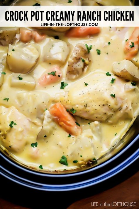 Recipes With Italian Dressing, Slow Cooker Kip, Creamy Ranch Chicken, Creamy Ranch, Chicken Crockpot, Diner Recept, Crockpot Dishes, Ranch Chicken, Italian Dressing