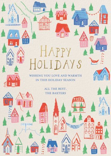 Customize 'Holiday Hillside - Greeting' Holiday Card online and send via email, text message, or a shareable link. Instantly track deliveries and opens, and message recipients. Barn Christmas, Happy Holidays Wishes, Folk Lore, Christmas Card Online, Christmas Graphic Design, Holiday Graphics, Christmas Campaign, Business Holiday Cards, Watercolor Winter