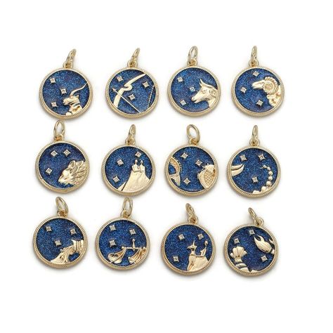 14kt Gold Jewelry, Constellation Necklace, Pretty Pendant, Zodiac Pendant, Gold Charm Necklace, Zodiac Jewelry, Blue Sparkles, Celestial Jewelry, Zodiac Horoscope