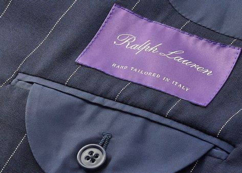 Purple Label Design, Ralph Lauren Purple Label Women, Ralph Lauren Label, Purple Ralph Lauren, Ralph Lauren Aesthetic, Ralph Laurent, Clothing Labels Design, The Rake, Labels Design