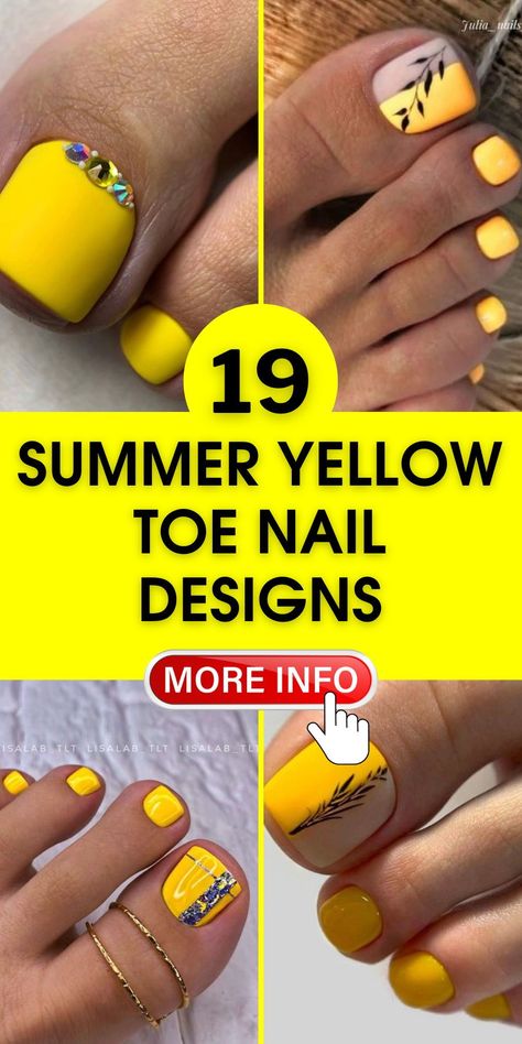 Yellow Toe Nail Designs, Bright Toe Nails, Coral Toes, Neon Toe Nails, Yellow Toe Nails, White Pedicure, Easy Toe Nail Designs, Almond Gel Nails, Diy Pedicure