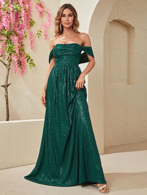 Giffniseti Off Shoulder Sequin Formal DressI discovered amazing products on SHEIN.com, come check them out! Sequin Formal Dress, Machine Pattern, Collared Greens, Formal Dresses For Women, Men's Beauty, Custom Dresses, Amazing Products, Formal Dress, Dress P