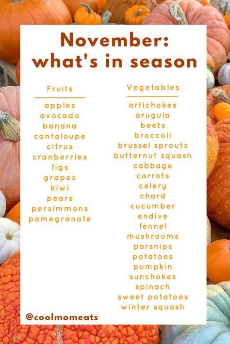 November Produce: What's in season on Cool Mom Eats, and how to make the most of this month's fresh fruits and veggies | fall food | fall recipe | creative salad recipe | November seasonal produce | cooking in season fall November Seasonal Food, Fall In Season Produce, November Food Ideas, November Produce, Brussel Sprouts Cranberries, November Meals, Thanksgiving Food List, November Food, November Recipes