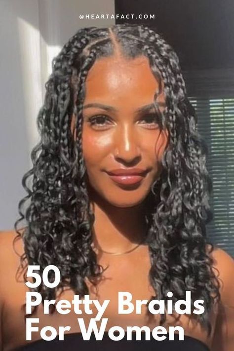 Discover 50 best braids for Black women in 2024! From Fulani braids to knotless styles, goddess braids to braided cornrows, explore a variety of stunning braided hairstyles that celebrate Black beauty. Find quick, easy & pretty braided hairstyles for short, long, medium, curly or straight hair, braids with beads, curls & twists, African braids hairstyles. Elevate your look with the latest hair braids styles! #braids #womenshairstyles #braidsforblackwomen #braidedhairstyles #braidedhairstyles2024 Eighties Hairstyles, Latest Hair Braids, Grey Hairstyles, Pretty Braids, Goddess Braids Hairstyles, Box Braids Hairstyles For Black Women, Twist Braid Hairstyles, Hairstyles Women, Braids With Curls