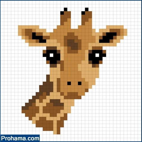 Cross Stitch Giraffe Pattern, Hama Beads Giraffe, Giraffe Bead Pattern, Giraffe Cross Stitch Pattern Free, Cross Stitch Giraffe, Giraffe Perler Bead Patterns, Giraffe Pixel Art, Hama Beads Patterns Animals, 32 By 32 Pixel Art